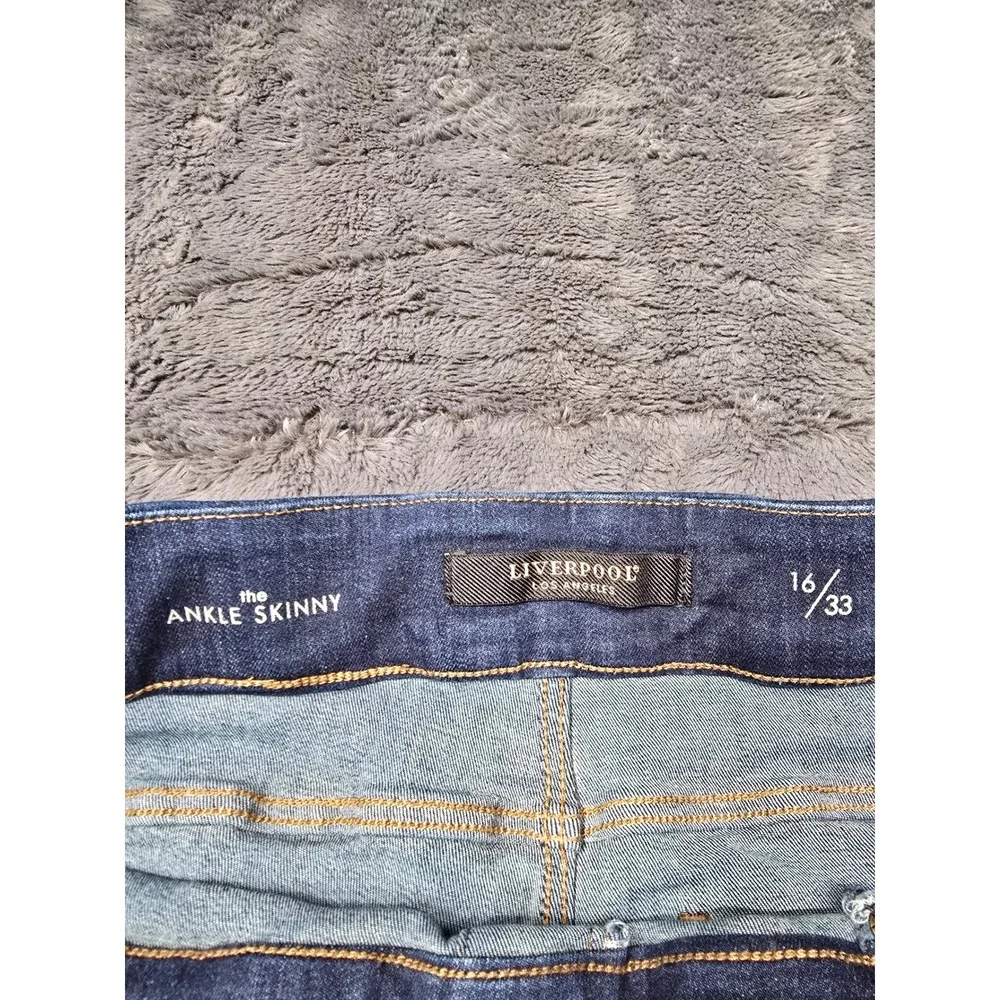 Liverpool Los Angeles Ankle Skinny Jeans Dark Wash Pull On Denim Womens 16/33